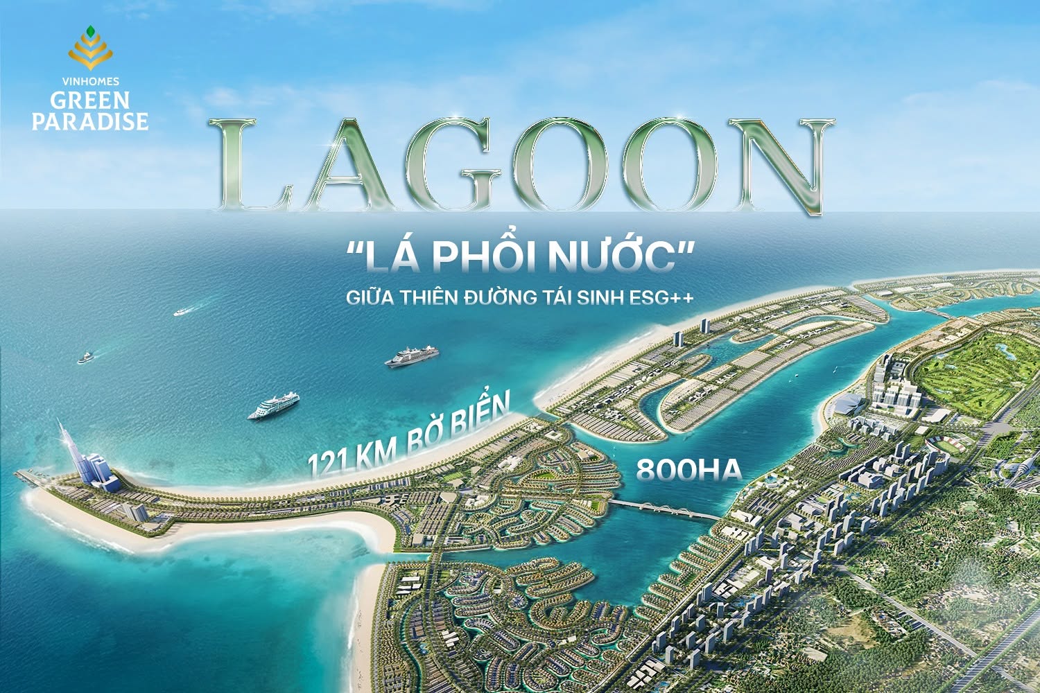 Lagoon lá phổi nước giữa thiên đường tái sinh esg++ với diện tích 800ha tại Vinhomes Green Paradise Cần Giờ