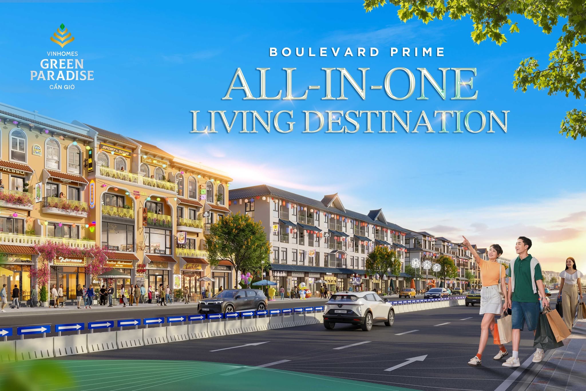 Mẫu nhà phố thương mại, boulevard prime all in one living destination tại Vinhomes Green Parsdise Cần Giờ
